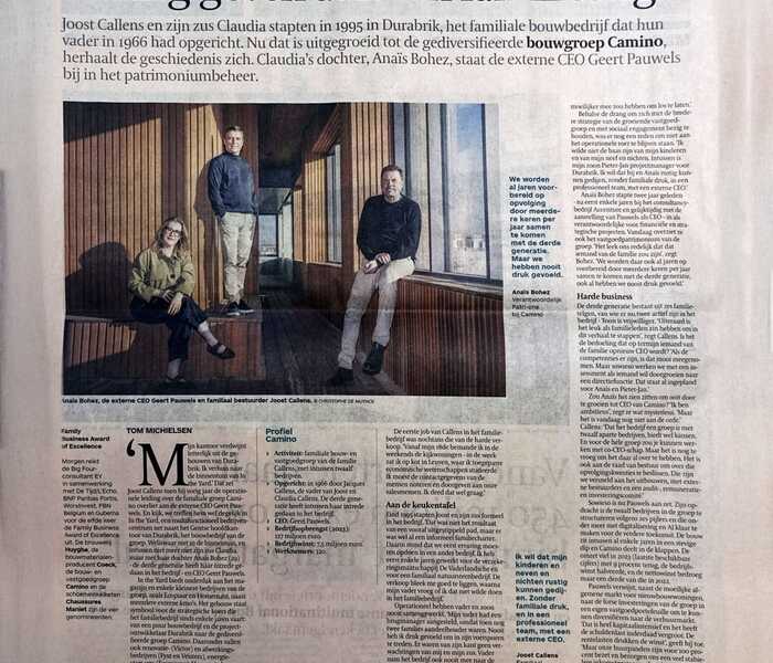 Camino in De Tijd vandaag: een uitgebreid interview over familiaal ondernemerschap